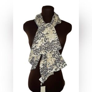 NWT JOIE Women's RENITA Lightweight Cotton Animal Print in Steel Scarf NEW